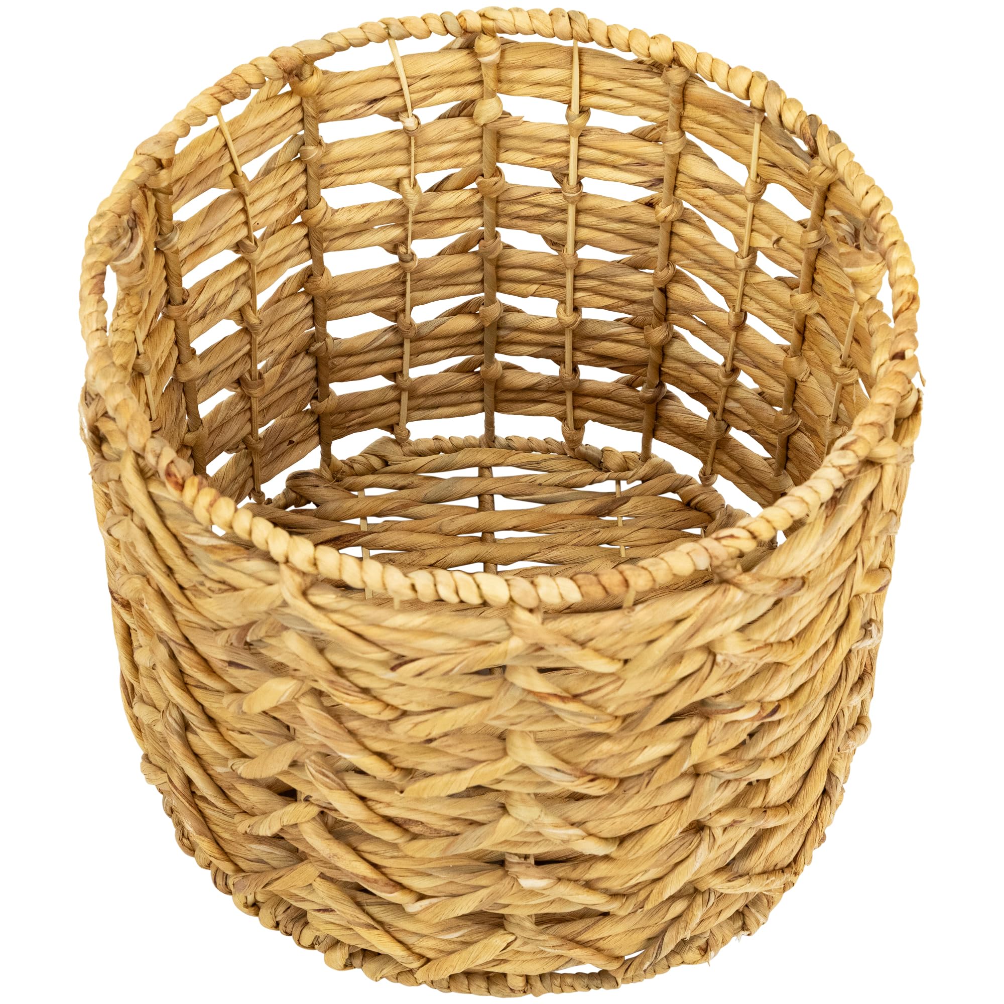 Northlight Set of 2 Wood-Tone Open Fishtail Water Hyacinth Baskets with Built-in Handles15.75