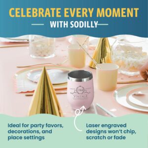 Sodilly 40th Birthday Gifts for Women, Vintage 1984 Stemless Wine Tumblers for Women, Wife, Mom, Friends, Sister, Turning 40 and Fabulous Birthday Gifts Wine Tumbler, 12oz Blush