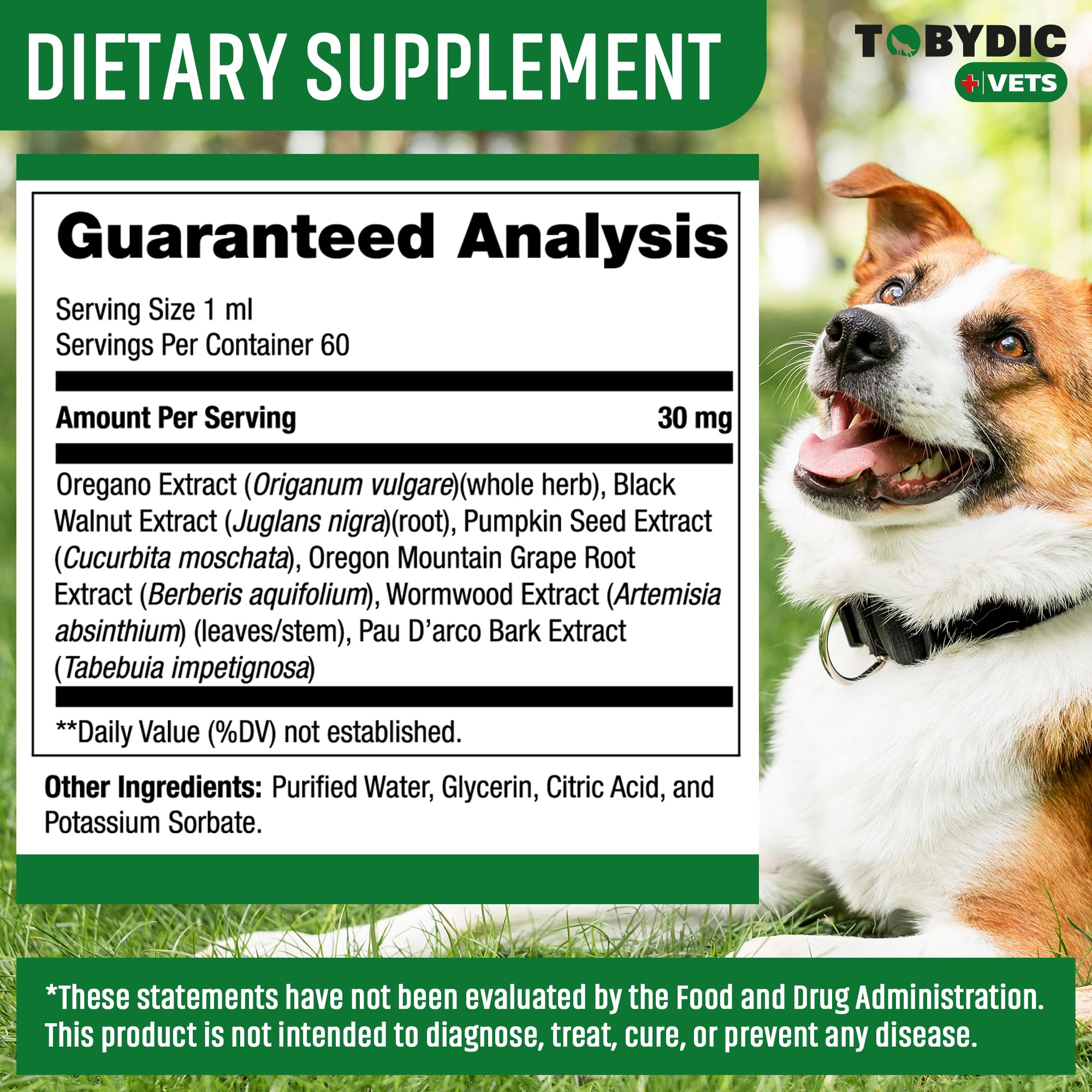 Tobydic Cats & Dogs Natural Broad Spectrum Treatment & Liquid Herbal Medicine - Medication Helps Remove Toxins - Supplement Drops Made in USA