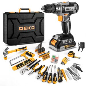 cordless drill tool kit set: 20v power drill tool box with battery electric drill driver for men home hand repair basic toolbox tools sets drills case