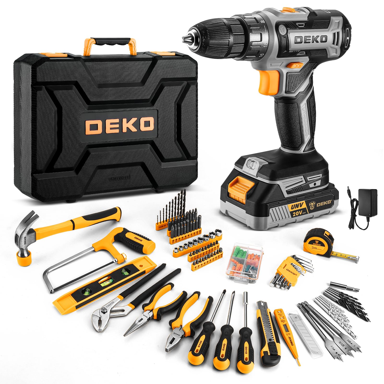 Cordless Drill Tool Kit Set: 20V Power Drill Tool Box with Battery Electric Drill Driver for Men Home Hand Repair Basic Toolbox Tools Sets Drills Case