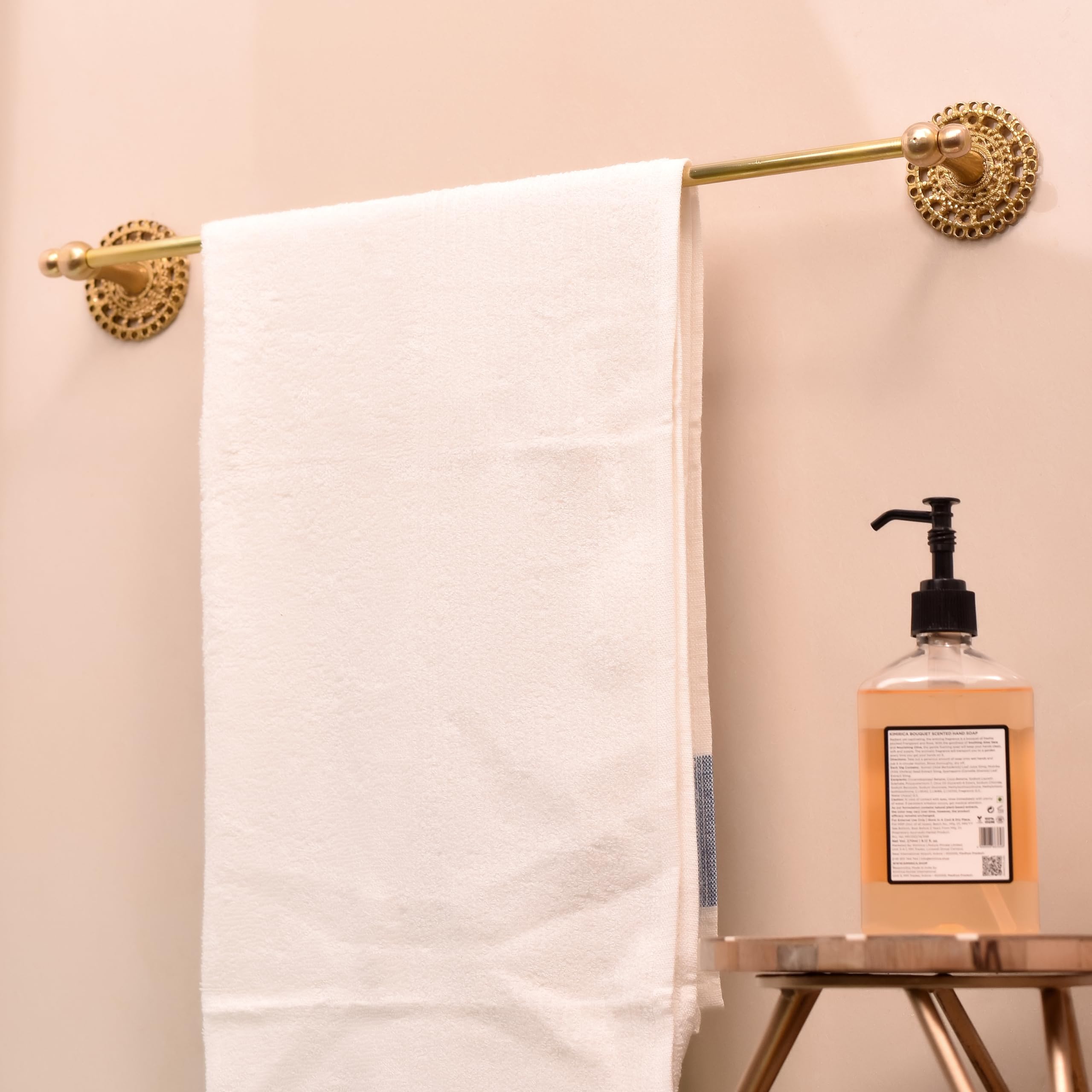 Indian Shelf Brass Towel Bar- Brass Hand Towel Rack- Boho Bathroom Towel Bar- Gold Hand Towel Bar- Golden Bathroom Hardware- Bathroom Accessories- Towel Bar for Bathroom Wall- Unique Hand Towel Bar