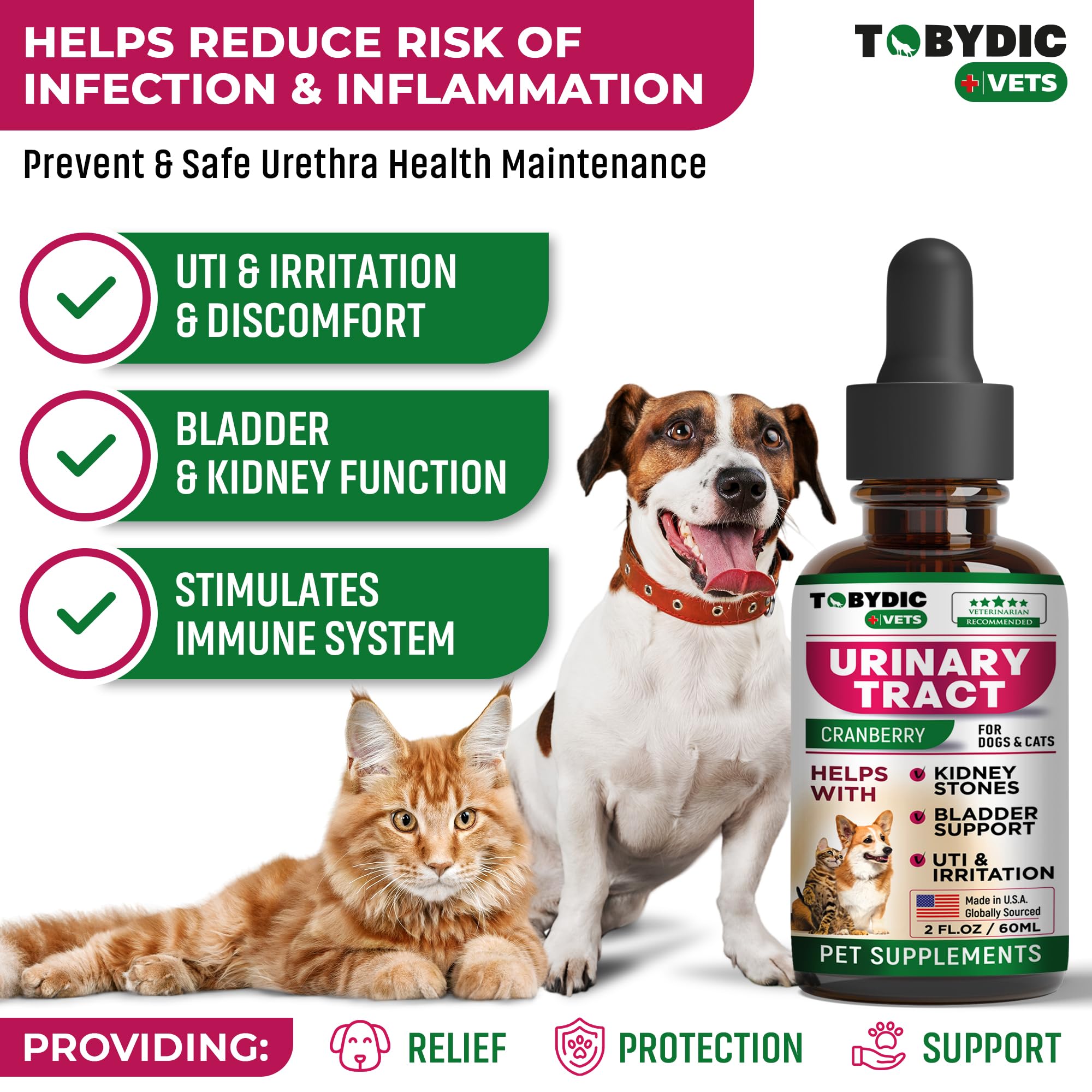 Cat & Dog Natural UTI Medicine & Urinary Tract Infection Treatment with Cranberry - Kidney + Bladder Support Supplement - Best Prevention for Urine Incontinence & Bladder Stones - Pet Renal Health