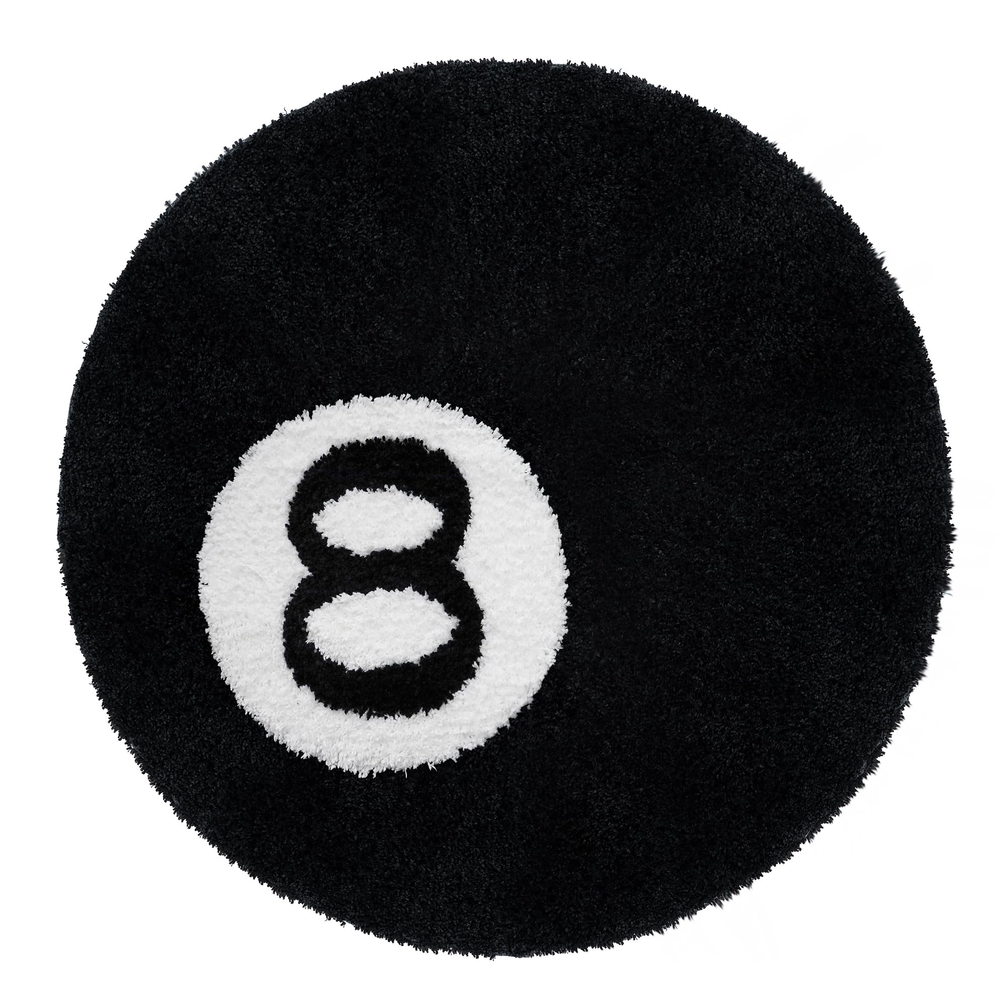 8 Ball Rug, 40 inch Big Round Rug for Home Decor, Washable 8 Ball Carpet, Stussy Cool Eight Ball Carpet for Bedroom Living Room, Black Circle Rug