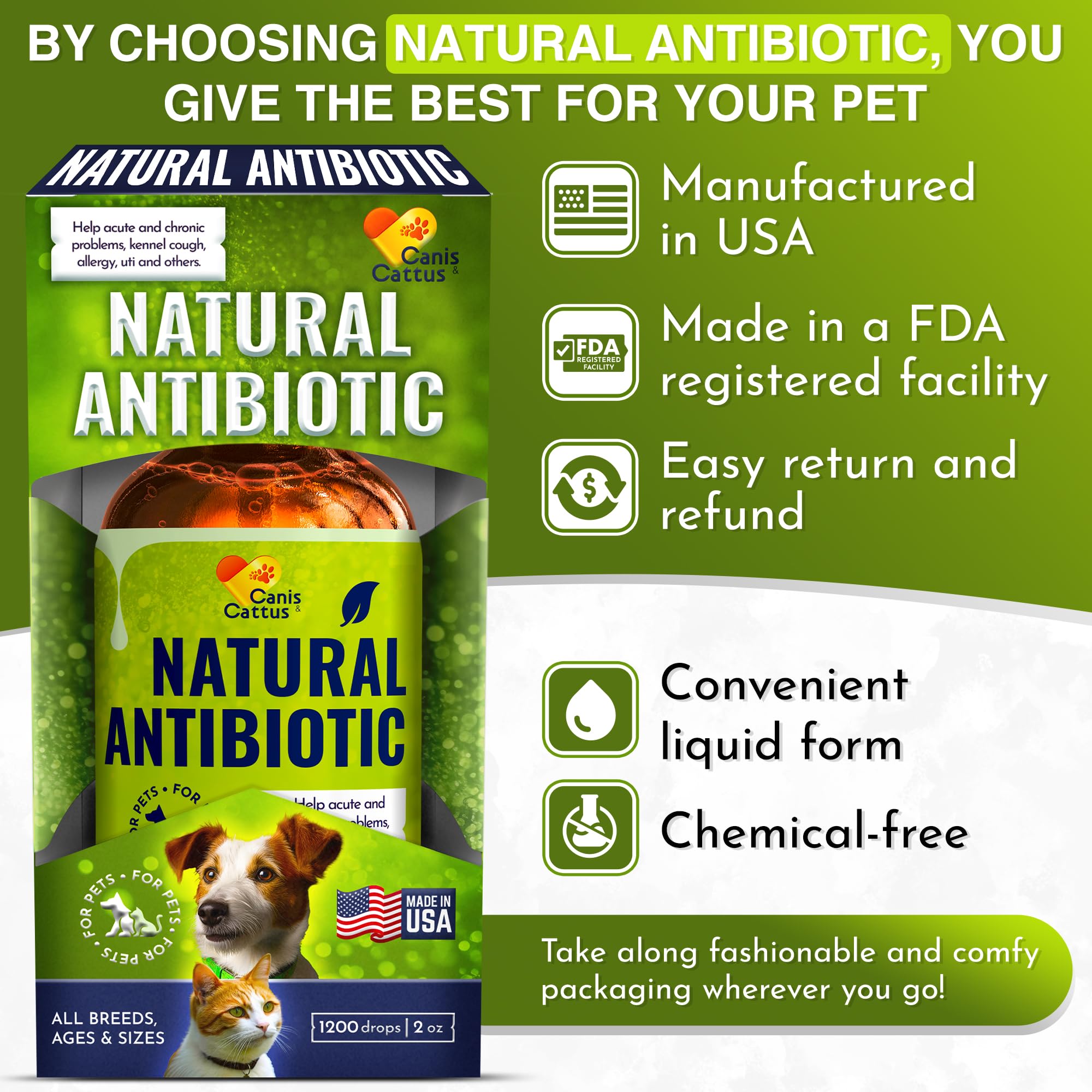 Antibiotics for Dogs | Cat Antibiotic | Pet Antibiotic | Natural Antibiotics for Cats | Dog Antibiotic | Natural Antibiotic for Dogs | Antibiotic for Cats | 2 Oz