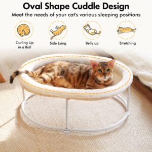 Zoratoo Elevated Cat Hammock Bed for Indoor Cats, Fluffy Warm Cuddle Cat Bed with Detachable Pad Bed Cover, Raised Pet Bed Cuddler for Sleeping Kittens, Small Dog, Oval Cat Hammock