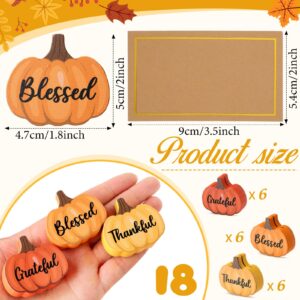 Tradder 18 Pcs Fall Pumpkin Place Card Holders with Gold Foil Card Harvest Thanksgiving Mini Pumpkin Name Card Photo Picture Stand Holder for Decorations Wedding (Yellow, Orange, Light Orange)