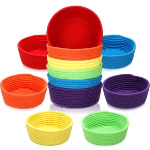 maxcheck 12 pcs basket set rainbow storage basket set for kids woven colored storage baskets for organizing toy small items playroom classroom nursery decor, 8 x 3 inches