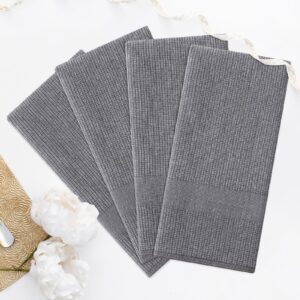 Homaxy Premium Kitchen Towels(18”x 28”, 6 Pack), Large Cotton Kitchen Hand Towels, Flat and Terry Dish Towels, 380 GSM Highly Absorbent Tea Towels Set with Hanging Loop, Grey