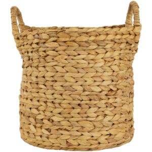 Northlight Set of 2 Beige Textured Water Hyacinth Woven Storage Baskets with Handles - 15.75"