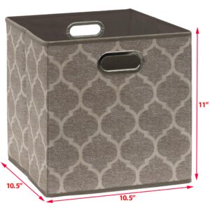 Simple Houseware 6 Pack Printing Fabric Cube Storage Bin with Handle, Beige