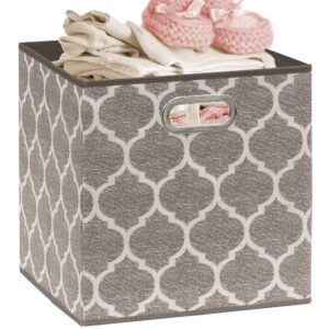 Simple Houseware 6 Pack Printing Fabric Cube Storage Bin with Handle, Beige