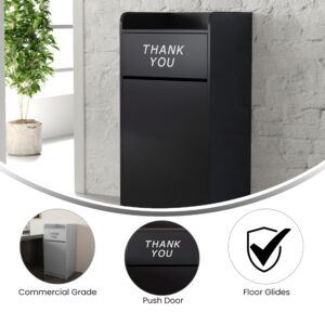 EMMA + OLIVER Sean Laminate Wood Tray-Top Trash Receptacle in Black