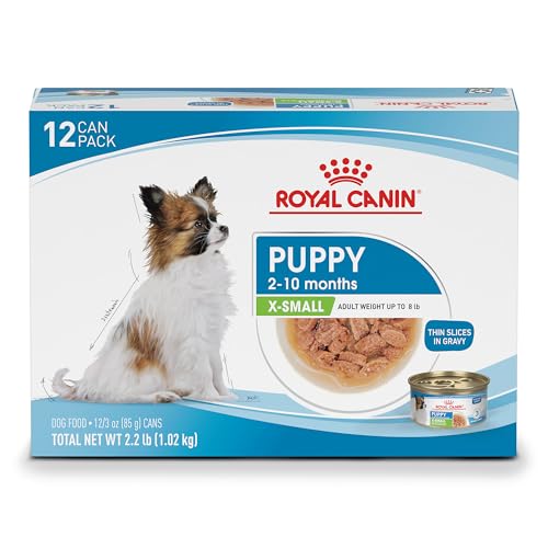 Royal Canin Size Health Nutrition X-Small Puppy Thin Slices in Gravy Wet Dog Food, 3 oz can 12-Pack