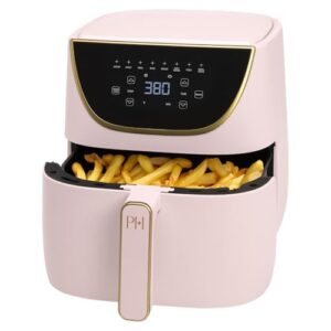 paris hilton air fryer, large 6-quart capacity, touchscreen display, 8-in-1 (air fry, roast, broil, bake, reheat, keep warm, pizza, dehydrate), dishwasher safe and nonstick basket and crisper, pink