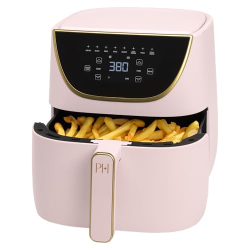 Paris Hilton Air Fryer, Large 6-Quart Capacity, Touchscreen Display, 8-in-1 (Air Fry, Roast, Broil, Bake, Reheat, Keep Warm, Pizza, Dehydrate), Dishwasher Safe and Nonstick Basket and Crisper, Pink