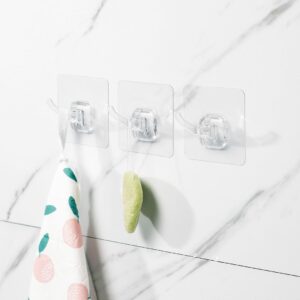 COLINCH Heavy Duty Waterproof Adhesive Wall Hooks, Double Hook Design for Razor Holder, Sticky Bathroom Hooks. 4 Pcs - Clear