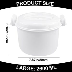 DOERDO Microwave Rice Cooker Round Microwave Food Container Vegetable Steamer Pot Microwave Cookware for Rice Chicken Pasta, 7.8x6.1 Inch