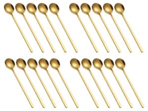 kellegour 20 pcs coffee spoons,espresso spoons,stirring spoons,gold spoons,mini coffee spoons,long handle spoons,for stirring coffee, dessert cake,ice cream,soup,cappuccino 6.8inch (gold)