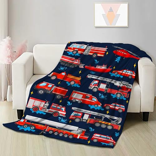 Firetrucks Fire Engines Trucks Throw Blanket Lightweight Blanket Gift for Girls Boys Soft Funny Animal Blanket for Bed Couch Sofa Chairs—All Season 40''x50'' for Kids/Children