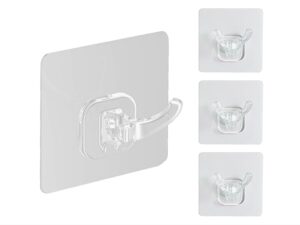 colinch heavy duty waterproof adhesive wall hooks, double hook design for razor holder, sticky bathroom hooks. 4 pcs - clear