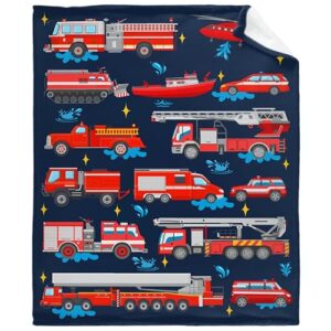 firetrucks fire engines trucks throw blanket lightweight blanket gift for girls boys soft funny animal blanket for bed couch sofa chairs—all season 40''x50'' for kids/children