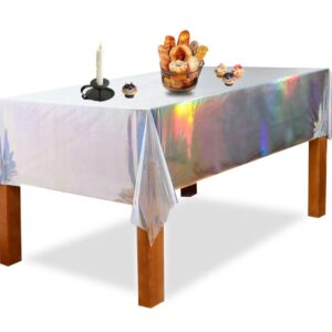 GOQAGA 8 Pack Rainbow Plastic Tablecloth Colorful Rectangle Birthday Party Woman Bride Wedding Birthday Table Cloth Christmas Decorations Disposable Laser 54" x108"