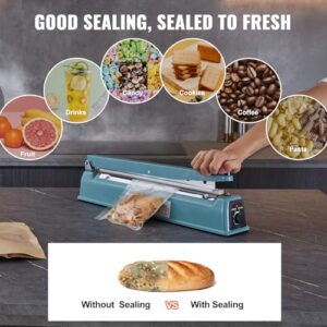 VEVOR Impulse Sealer 16 inch, Manual Heat Seal Machine with Adjustable Heating Mode, Iron Shrink Wrap Bag Sealers for Plastic Mylar PE PP Bags, Portable Poly Bag Sealing Machine with Extra Replace Kit