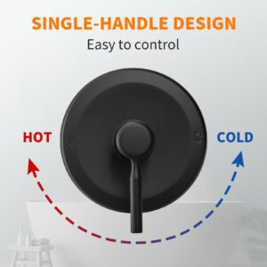 Tub Shower Faucet Set Valve Included with 6-Inch Rain Shower Head and Tub Spout Single-Handle Tub and Shower Trim Kit Matte Black