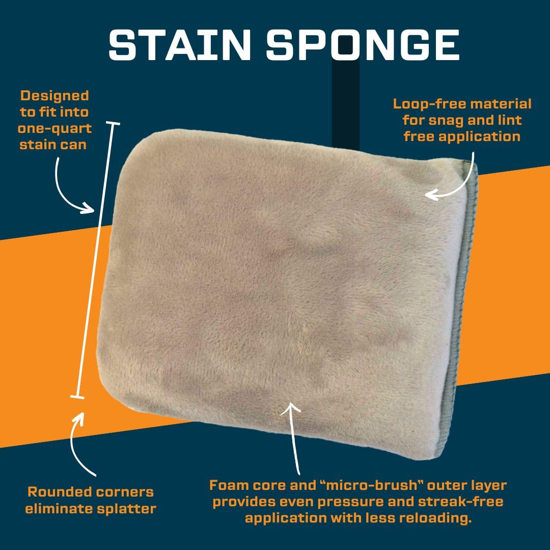 MāKRS - Stain Sponge, (3 Pack) Staining Pads, Lint, Snag & Streak-Free Wood Stain Applicator, Micro-Brush Material Over Foam Core, for Wood Stain and Oil Based Finishes, Professional Results