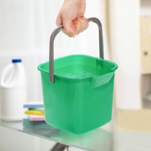 Peohud 4 Pack Sanitizing Buckets, 3 Quart Small Cleaning Buckets, Square Detergent Pail with Spout and Handle, Plastic Utility Bucket for Home Kitchen School Offices Commercial Use, Green