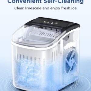 COWSAR Ice Maker Countertop, Stainless Steel Portable Ice Maker Machine with Self-Cleaning, 26.5lbs/24Hrs, 6 Mins/9 Pcs Bullet Ice, Perfectly for Home Use, Gift