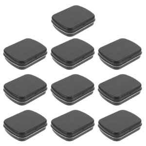 lalafina 10pcs metal rectangular empty hinged tins portable mini storage box with lid small candy box containers for jewelry crafts balms, black