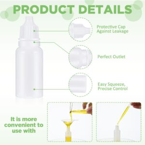 Uiifan 12 Pcs Plastic Squeezable Dropper Bottle Small Empty Liquid Dropper with Screw Cap Portable Eye Dropper Bottle with 2 Funnels 2 Droppers for Eye Drops Oils Saline Essence (White,20ml)