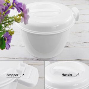 DOERDO Microwave Rice Cooker Round Microwave Food Container Vegetable Steamer Pot Microwave Cookware for Rice Chicken Pasta, 7.8x6.1 Inch