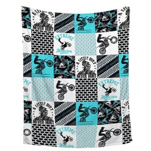 zhongkui dirt bikes blanket,gift for motocross rider,extreme sports flannel blanket for boys kids teens,motorcycle fuzzy blanket plush blankets for couch,bed,camping,40"x50"-throw size for kids