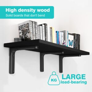 Aicoo Long Black Floating Shelves 31.3 Inches Black Shelf for Wall Decor Suitable for Living Room/Bathroom/Kitchen/Office Shelves Heavy Duty Display Shelf 2 Set