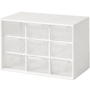 dafape mini storage drawers, small 9 drawers organizer bins stackable clear plastic box for desk office bedroom kitchen makeup jewelries parts gadgets square trays desktop stationary (white)