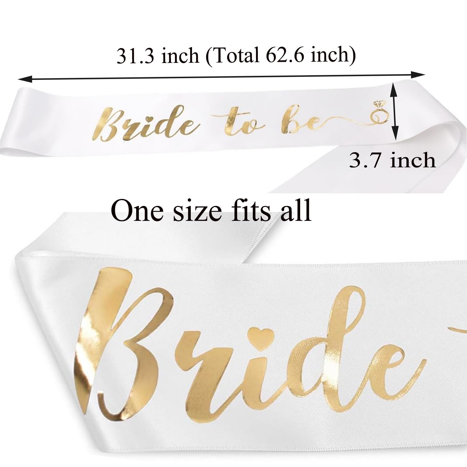 Jozlynn Bride to Be Sash Bachelorette Party White Satin Sash with Gold Foil Lettering Decorations Supplies Accessories Wedding Engagement Party (1 Pcs)