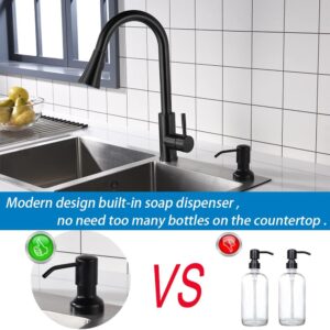 Dish Soap Dispenser for Kitchen Sink, SonTiy Built in Soap Dispenser Stainless Steel Soap Pump with 47" Extension Tube and 500ml Bottle