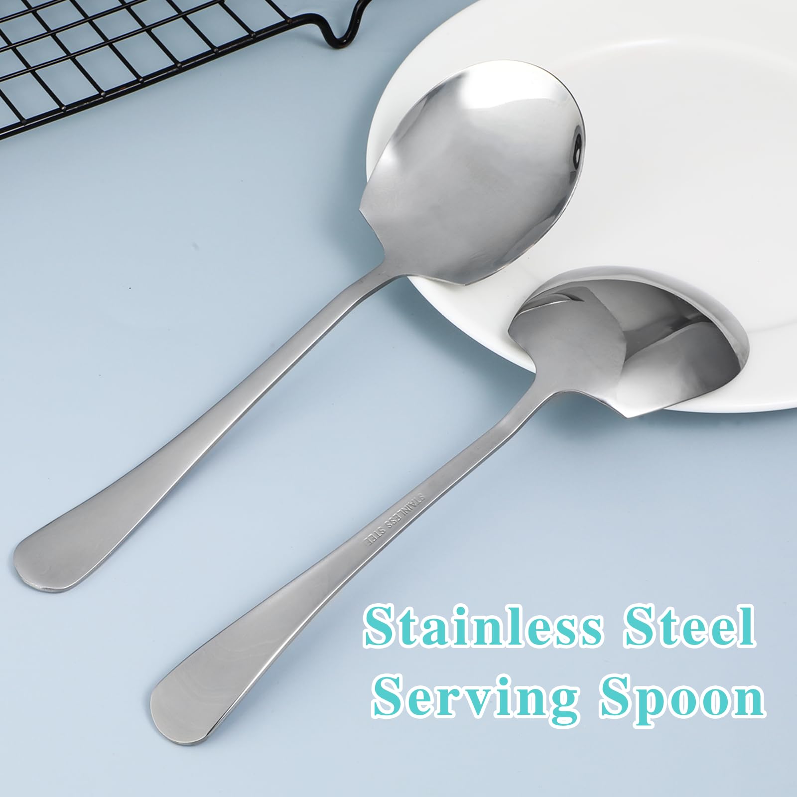 3 Pcs Large Serving Spoons, Stainless Steel Serving Spoon, Spoons Table Spoons, Long Handle Soup Spoons, Large Serving Tablespoons, Serving Spoons Set Kitchen Tool