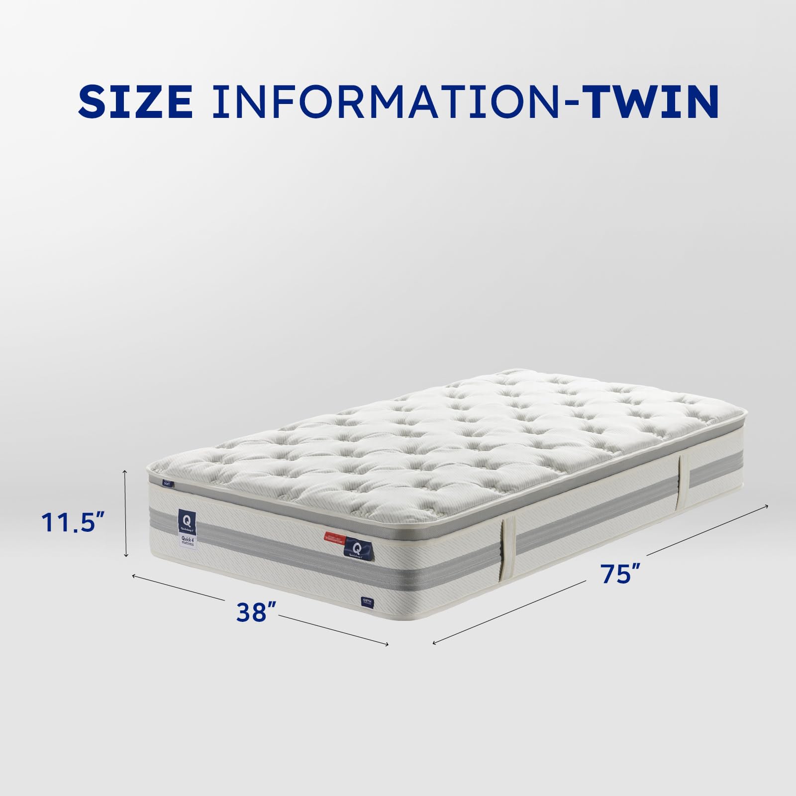 QUICKSLEEP Q4 Z Cube Mattress, Premium 11.5 Inch Two-Sided Mattress Spring Mattress Hybrid Bed in A Box Plush Top Firm Bottom Edge Support Euro Top with Memory Foam High Density Foam (Twin)