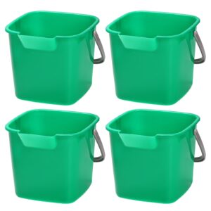 peohud 4 pack sanitizing buckets, 3 quart small cleaning buckets, square detergent pail with spout and handle, plastic utility bucket for home kitchen school offices commercial use, green