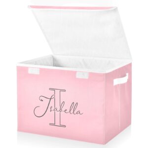 pink custom storage bins with lid foldable personalized storage basket box with handle shelf basket closet organizer for book office dorm