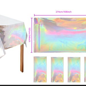 GOQAGA 8 Pack Rainbow Plastic Tablecloth Colorful Rectangle Birthday Party Woman Bride Wedding Birthday Table Cloth Christmas Decorations Disposable Laser 54" x108"