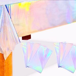 GOQAGA 8 Pack Rainbow Plastic Tablecloth Colorful Rectangle Birthday Party Woman Bride Wedding Birthday Table Cloth Christmas Decorations Disposable Laser 54" x108"