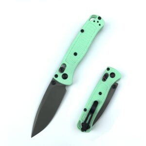 6.5 inch manual open 533 bugout pocket knife, axis lock folding knife with 2.6 inch 7cr17mov blade green grivory handle, folding pocket knife with belt clip for camping hunting