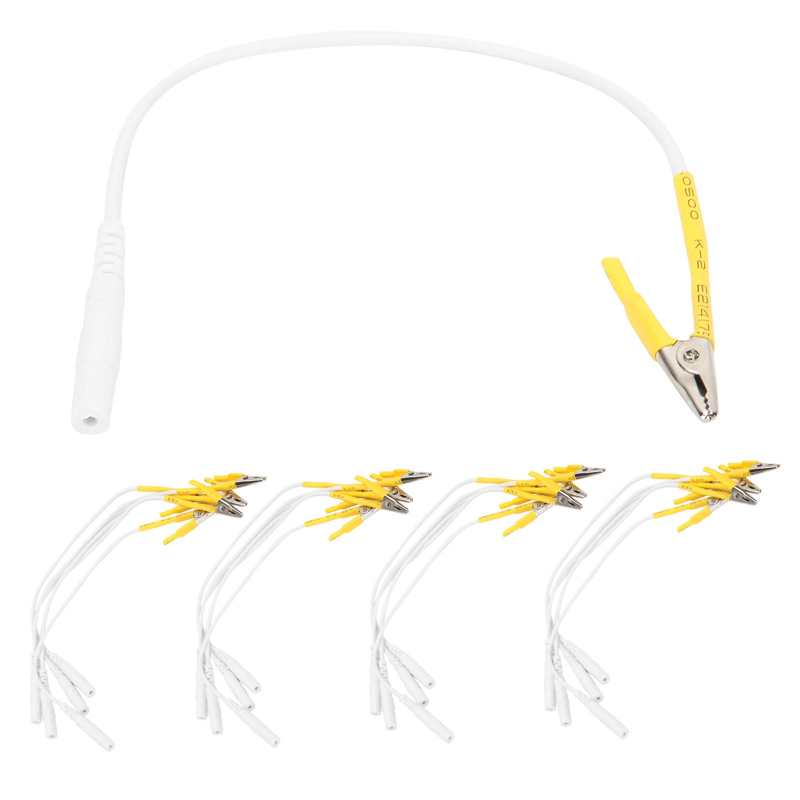 20Pcs TENS Wire Cable Clip - BesCable Electrode Leadd Wires with Alligator Clips for TENS Unit Physiotherapy Machine (Yellow)