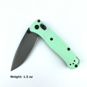 6.5 Inch Manual Open 533 Bugout Pocket Knife, Axis Lock Folding Knife with 2.6 Inch 7Cr17Mov Blade Green Grivory Handle, Folding Pocket Knife with Belt Clip for Camping Hunting