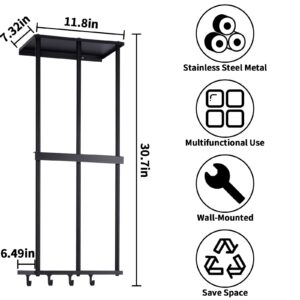 Gtouse Camping Chair Storage, Camping Chair Organizer for Garage Storage, Metal Camping Chair Wall Storage Holder, Floating Shelf with 4 Hooks for Garage Organization